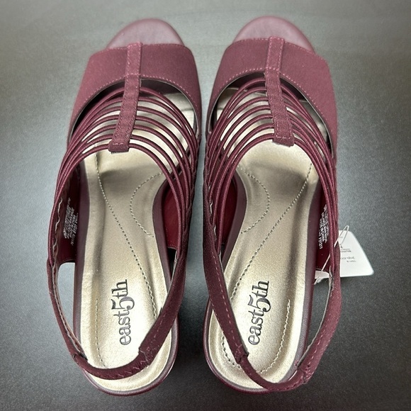 East 5th Neville Burgundy Strappy Heeled Sandals Size 6M Slingback - Picture 10 of 11
